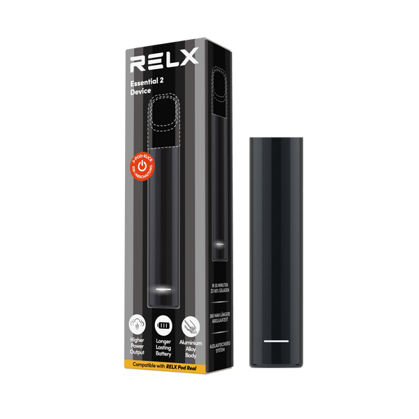 Experience RELX Germany Closed System RELX Essential 2 Device Black Color Colour Vape Device Type-C Charging Port Vape Pen
