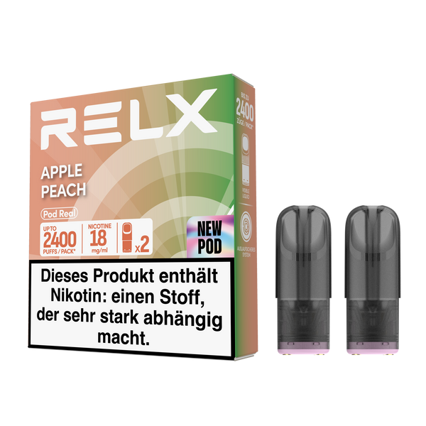 Experience RELX Germany Closed System RELX Pod Real Apple Peach Flavor Flavour Vape Pod Up to 1,200 puffs per pod E-cigarette Pods
