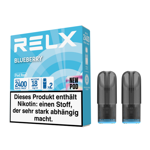 Experience RELX Germany Closed System RELX Pod Real Blueberry Flavor Flavour Vape Pod 18mg/ml Nicotine Strength E-cigarette Pods
