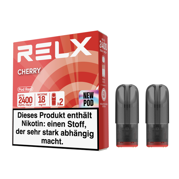 Experience RELX Germany Closed System RELX Pod Real Cherry Flavor Flavour Vape Pod Up to 1,200 puffs per pod E-cigarette Pods
