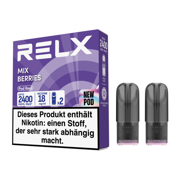 Experience RELX Germany Closed System RELX Pod Real Mix Berries Flavor Flavour Vape Pod 18mg/ml Nicotine Strength E-cigarette Pods
