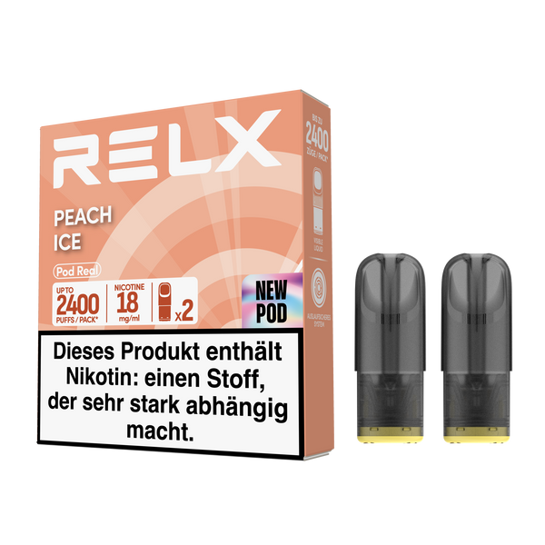 Experience RELX Germany Closed System RELX Pod Real Peach Ice Flavor Flavour Vape Pod Up to 1,200 puffs per pod E-cigarette Pods
