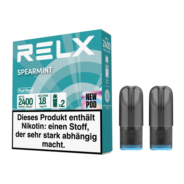  Experience RELX Germany Closed System RELX Pod Real Spearmint Flavor Flavour Vape Pod 18mg/ml Nicotine Strength E-cigarette Pods
