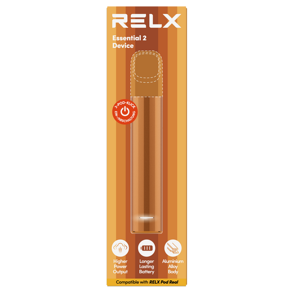 Check out RELX Germany Closed System RELX Essential 2 Device Orange Color Colour Vape Device 380mAh Rechargeable Battery Vape Pen
